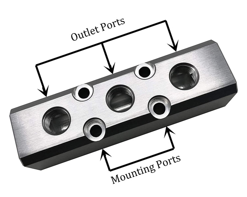 3 Way Pneumatic Manifold Air Distribution Block, Compressed Air Manifold Pneumatic Block, Air Coupler Fast Connector for Pneumatic Air Compressor