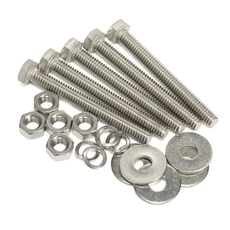 [Australia - AusPower] - 1/4-20 x 3" Hex Head Cap Screws Bolts and Nuts, Flat Washers, Spring Washers, Stainless Steel 18-8 (304), 10 Sets 1/4-20 x 3" 