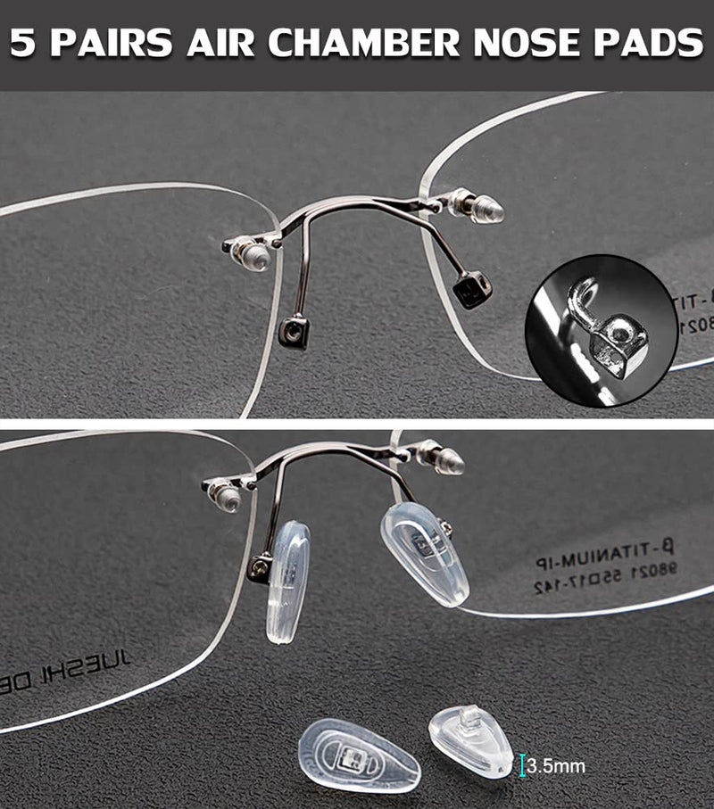 [Australia - AusPower] - PTSLKHN 5 Pairs of Eyeglass Nose Pads, Upgraded 15x8mm Soft Silicone Air Chamber Eyeglasses Nose Pads, Screw-in Glasses Nose Pad Replacement Kit. 5pairs-clear 