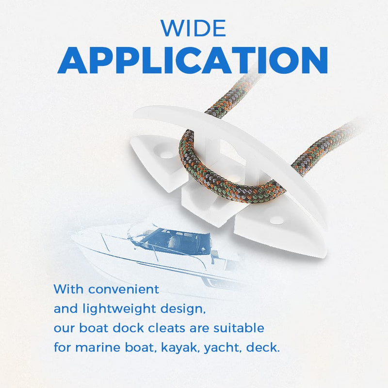 Yetaha Boat Folding Cleat, 4 Pack Flip Up Dock Mooring Cleat Marine Deck Rope Cleat Accessories with Mounting Screws for Boat Kayak, 5.12inch White