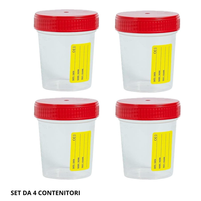 [Australia - AusPower] - Sterile Urine Containers 4 Pack 120ml with Airtight Screw Cap 