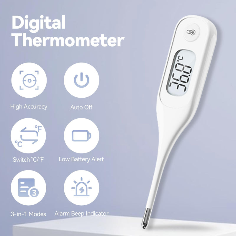 [Australia - AusPower] - [Value Bundle] Berrcom Digital Thermometer DT101 & Berrcom Disposable Digital Thermometers Probe Covers Set of 100 for Adults and Kids DT100TZ 