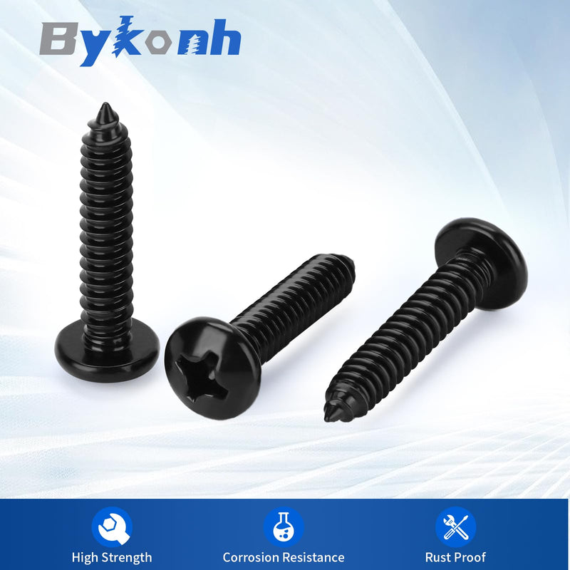 [Australia - AusPower] - #12 x 1-1/2" Phillips Pan Head Self Tapping Screws Sheet Metal Wood Screws, Black Oxide, Stainless Steel 304, 50 PCS #12 x 1-1/2" 