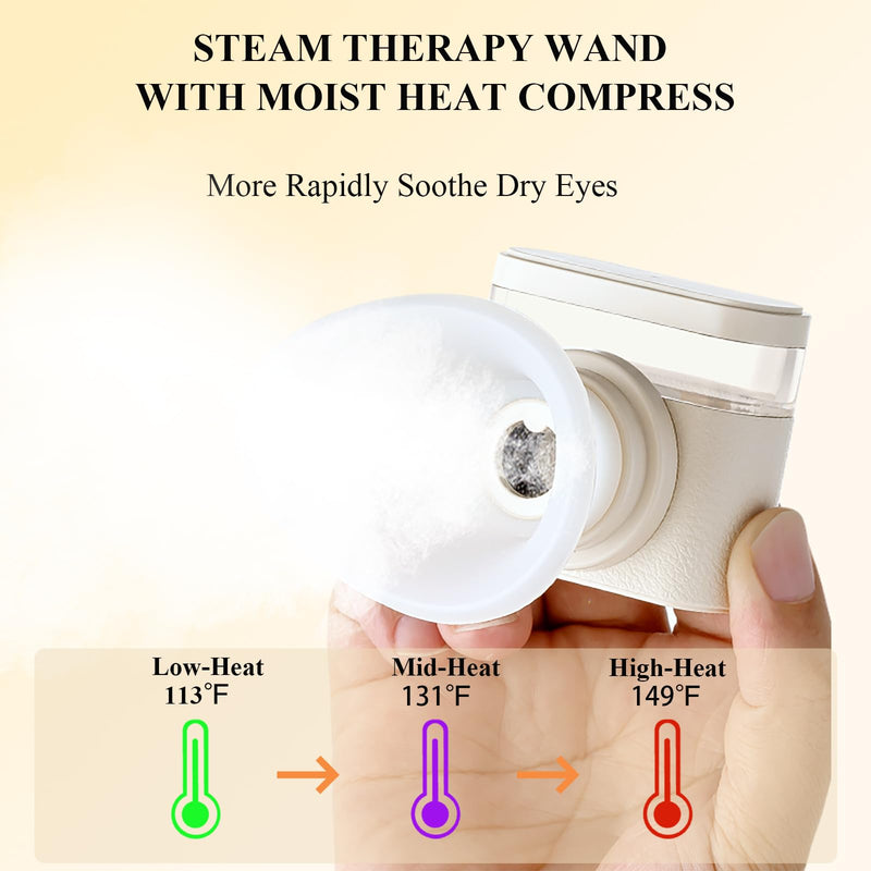 Heated Nano Mist Sprayer,Eye Steamer for Dry Eye Relief,Portable Electric Steam Therapy Wand with Warm Moist Heat for Natural Tears Restore,Dry Eye Fine Mister Machine with 3 Level-Heat
