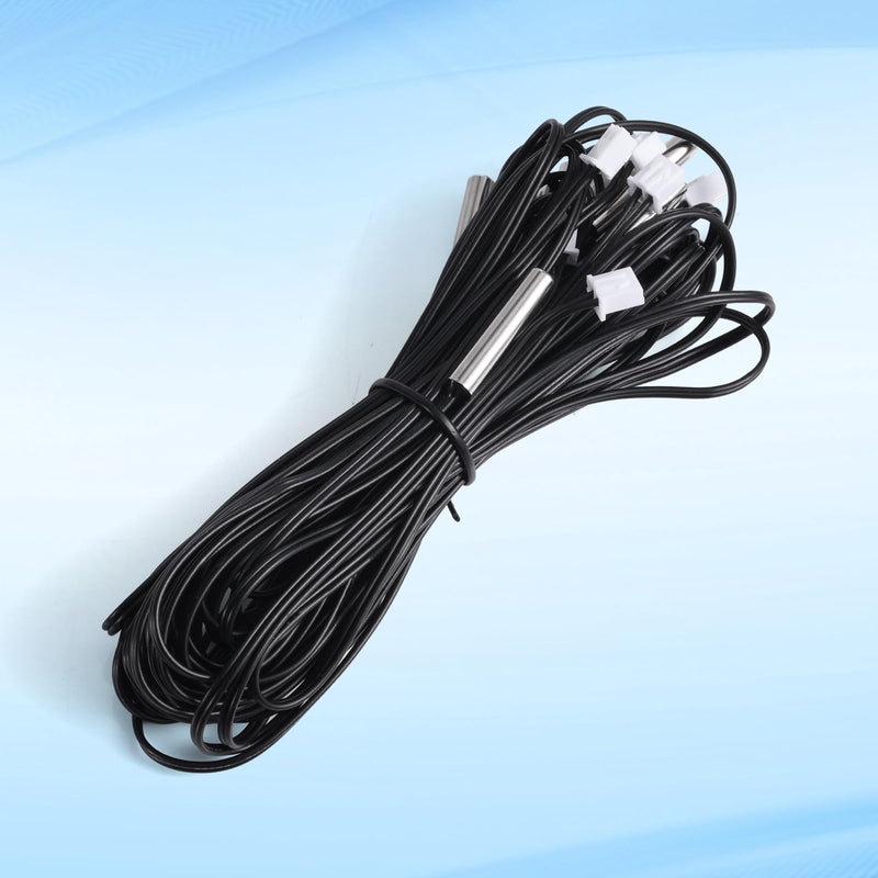 [Australia - AusPower] - 10pcs 10k Temperature Sensor Probe, Black Thermistor Sensor Probe Waterproof 1 Meter Digital Temp Transmitter Extension Cable Compatible with NTC 10K B3950 1% 
