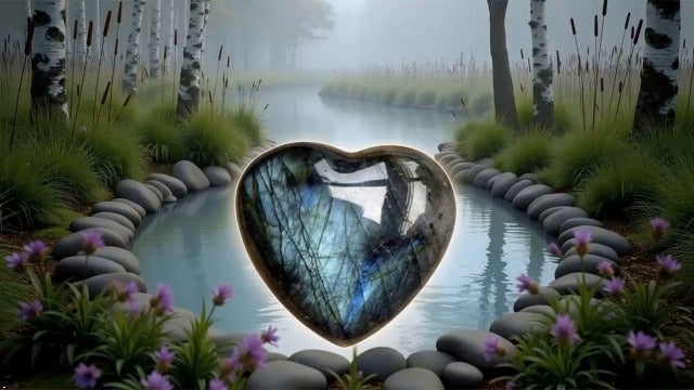 1PC Natural Blue Moonstone Heart Crystal,Heart Shape Polished Crystal Stone Palm Stone Healing Gemstone Reiki Balancing Aesthetic Room Decor Ornaments Valentine's Day,Indoor Fountain Accessories
