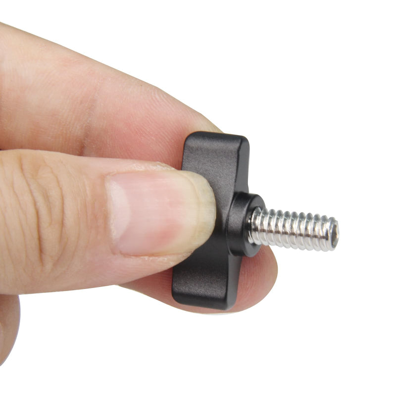 [Australia - AusPower] - 4pcs 1/4"-20 x 1/2" Thumb Screw Stainless Steel Standard/Coarse Thread Black Aluminum Knob 1/2" 