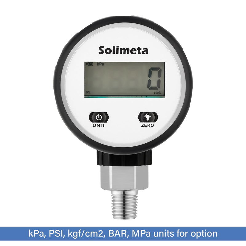 [Australia - AusPower] - Solimeta Digital Vacuum Pressure Gauge, 2-1/2" Dial Size, 1/4" NPT Lower Mount, -15 psi-0 -15 psi -0 