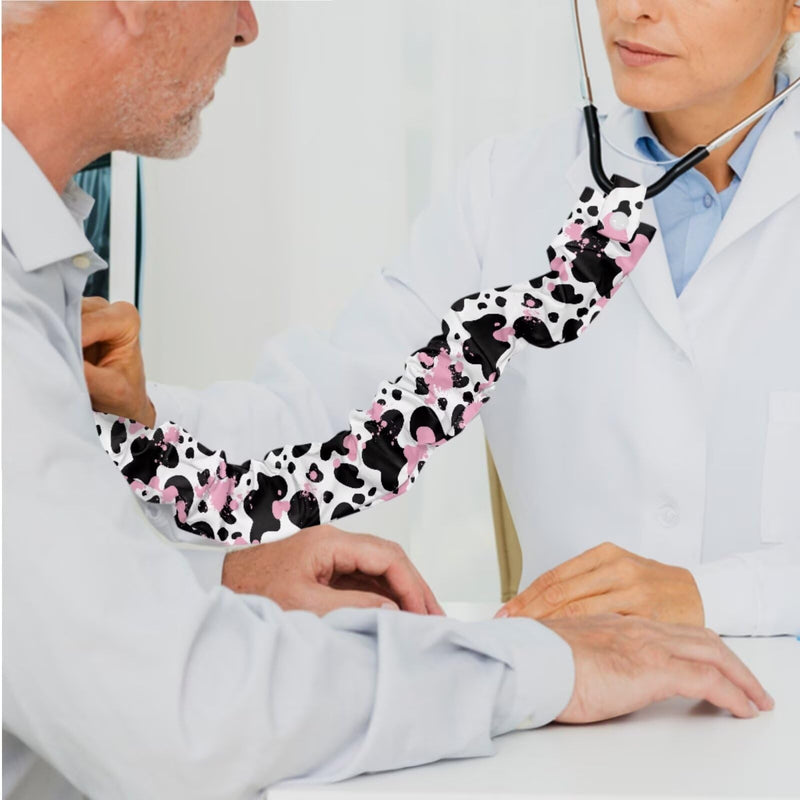 [Australia - AusPower] - LedBack Cow Print Stretchy Stethoscope Covers Four Piece Universal Fit Stethoscope Decorative Sleeve Replaceable Stethoscope Accessories Sleeve for Doctors Nurses 