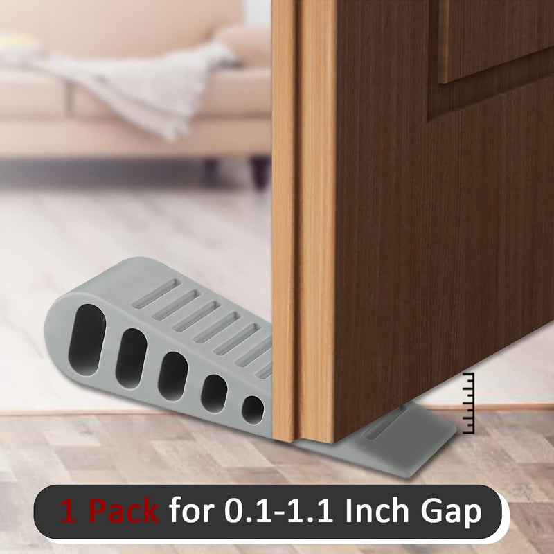 [Australia - AusPower] - JQK Rubber Door Stopper Wedge, Grey 2 Pack Soft TPR Premium Door Stops for Bottom of Heavy Duty Door on Tile, Concrete, Carpet, Wooden Floor, DSB61-GY-P2 Gray 