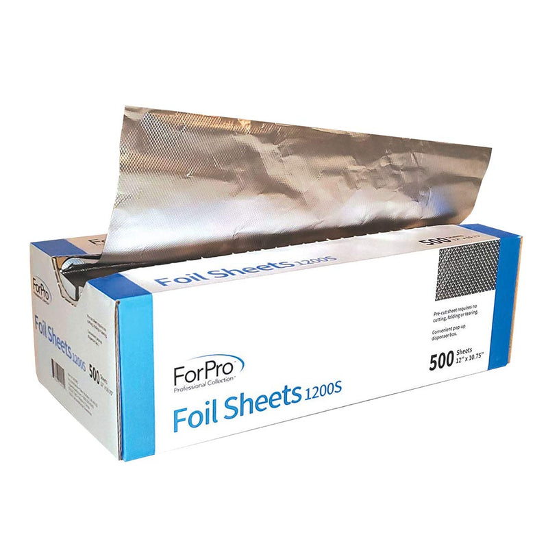 ForPro Professional Collection Embossed Foil Sheets 1200S, Aluminum Foil, Pop-Up Dispenser, for Hair Color Application and Highlighting Services, Food Safe, 12” W x 10.75” L, 500-Count 500 Count (Pack of 1)