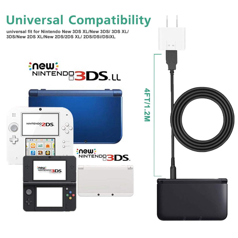 [Australia - AusPower] - 3DS USB Charger Cable, Power Charging Lead for Nintendo New 3DS XL/New 3DS/ 3DS XL/ 3DS/ New 2DS XL/New 2DS/ 2DS XL/ 2DS/ DSi/DSi XL Black 