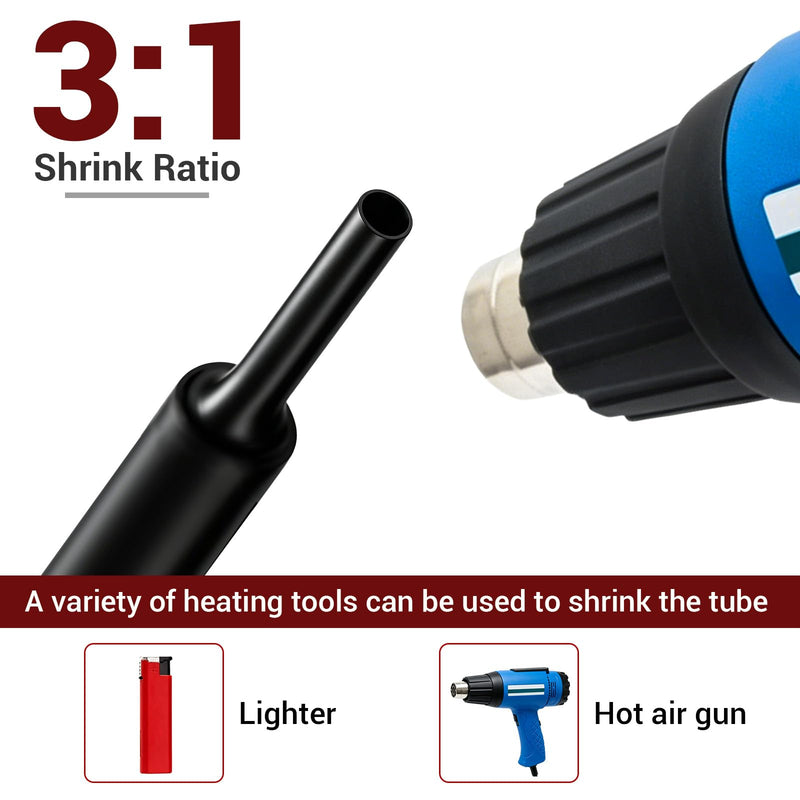 LALAGO Heat Shrink Tube Diameter 19.1 mm x 1.5 m with Adhesive Shrink Ratio | Heat Shrink Tube for Cable Insulation, Double Walled & Waterproof - Red + Black Ø19,1mm
