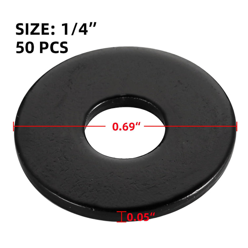 [Australia - AusPower] - 1/4" Stainless Flat Washers, 7/10" Outer Diameter, 18-8 (304) Stainless Steel Metal Washers for Screws and Bolts, Black Finish (50 PCS) 1/4" x 7/10" OD 