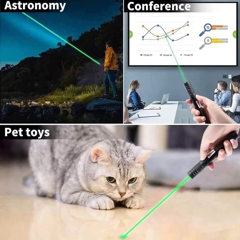 [Australia - AusPower] - Cowjag Long Range Green Laser Pointer, 2000 Metres Laser Pointer High Power Pen, Green Lazer Pointer Rechargeable for Hiking, Cat Laser Toy USB Charge(Green Light) 