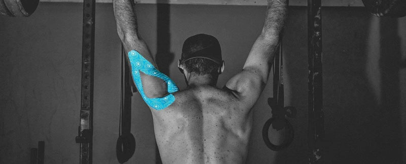 Goat Tape Athletic Bundle - Scary Sticky Premium Athletic/Weightlifting Tape Roll (White & Black) with Kinesiology Tape Pre-Cut Strips (Blue & White)