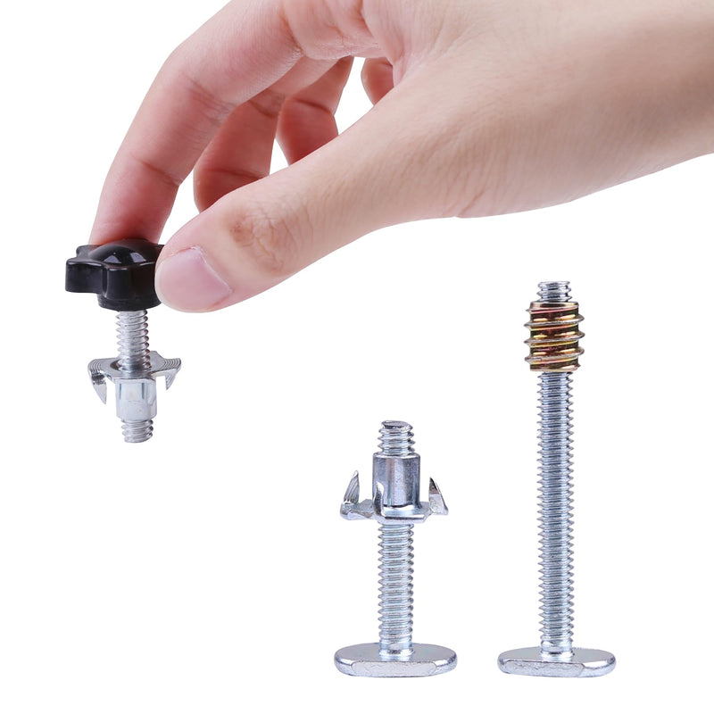 [Australia - AusPower] - 48 Pieces T Track Bolts and Knobs Kit, 1/4" x20 T Bolts & Threaded Knobs, T Track Accessories and Parts Hardware Set for Woodworking Jigs and Fixtures 