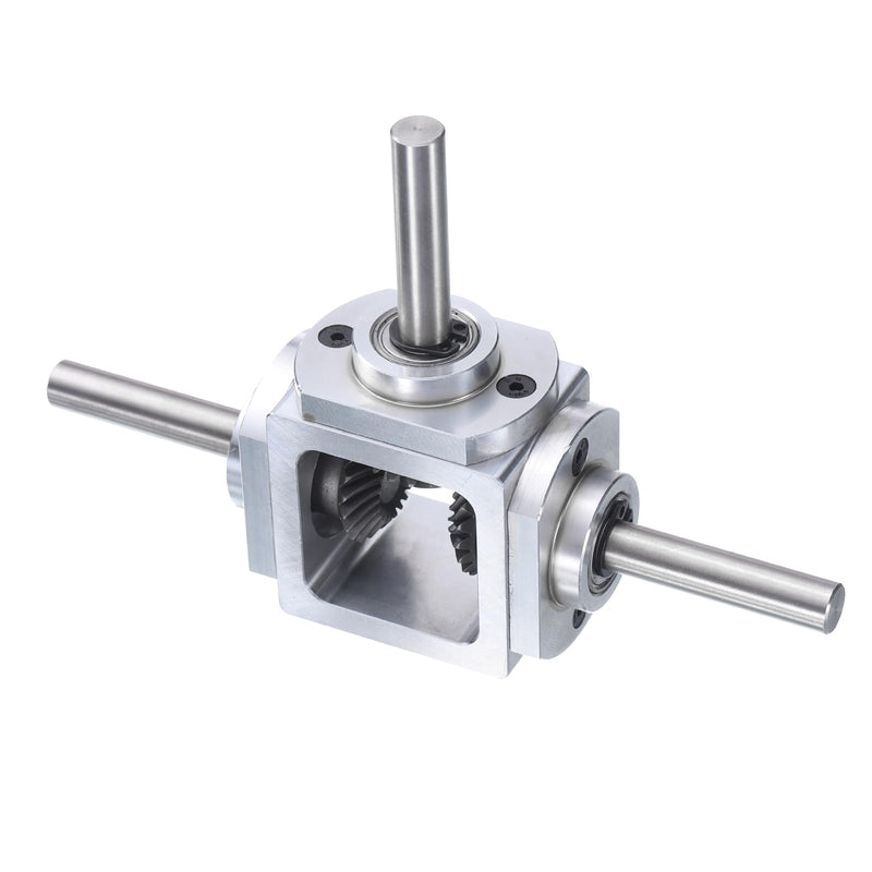 [Australia - AusPower] - uxcell Gear Box 90 Degree Right Angle Bevel Gearbox 1:1 Reversing Double Output Shaft 1 Module 20 Teeth Bevel Gear Aluminum Frame Simple Mechanical DIY Module with 8mm Shaft 