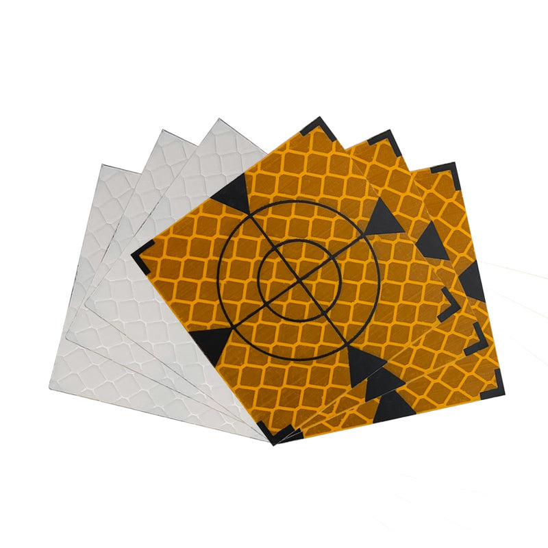 60X60MM 100PCS Reflective Sheet for Total Stations Paste Up Reflector, Survey Target Mark with Black Triangle Reflector Targets for Total Stations,Yellow 60x60mm