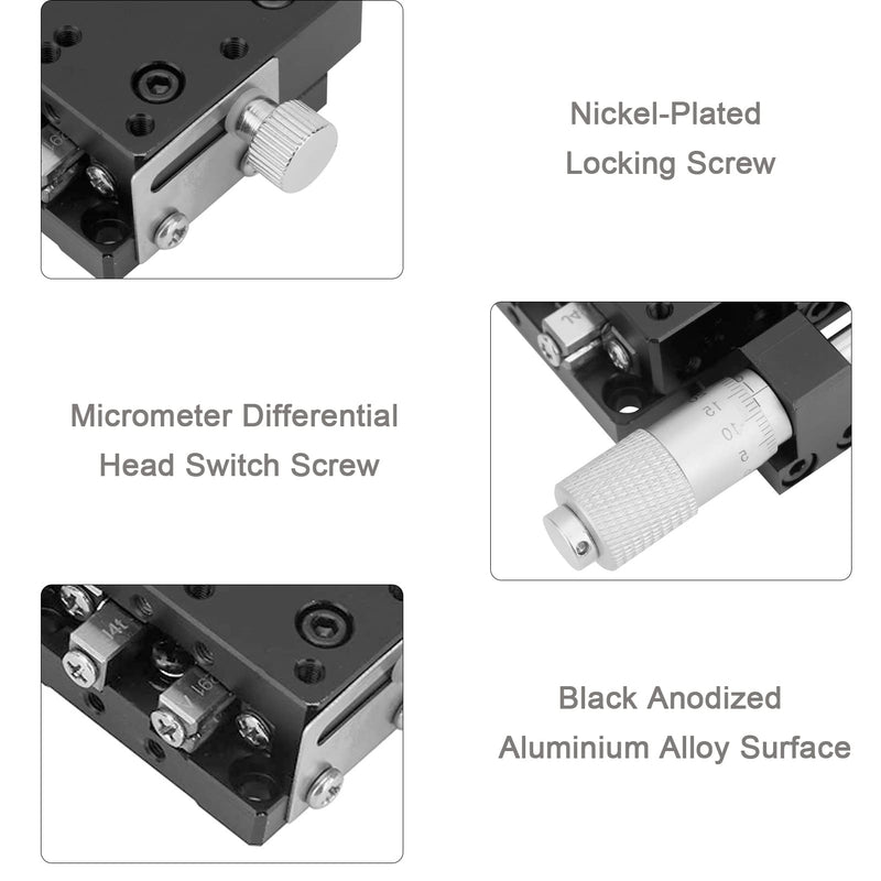 [Australia - AusPower] - Linear Stages, SEMX40-AS X Micrometer Linear Stages, 40×40mm Manual FinE Tuning Crossing Roller, Precise Linear Stage Displacement Trimming Bearing Sliding Table 