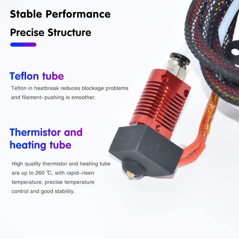 Creativity CR10 Hotend Assembled MK8 Extruder Kit Full Set (with 0.4MM Nozzles) Upgrade for 3D Printer CR 10/CR 10S/S4/S5 Replacement Parts