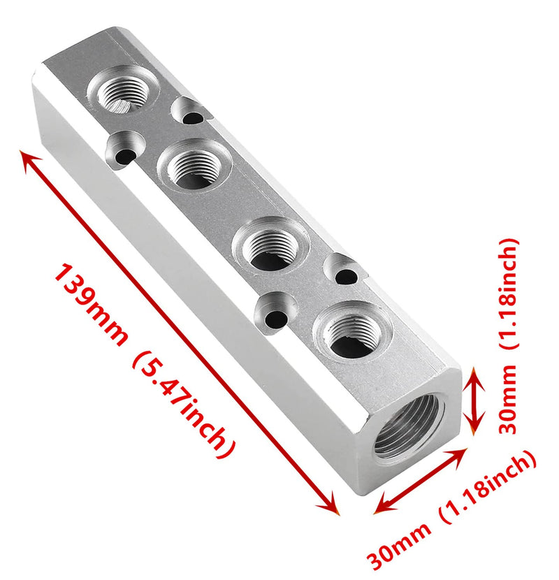 [Australia - AusPower] - 4 Way Pneumatic Manifold Air Distribution Block, Compressed Air Manifold Pneumatic Block, Air Coupler Fast Connector for Pneumatic Air Compressor 