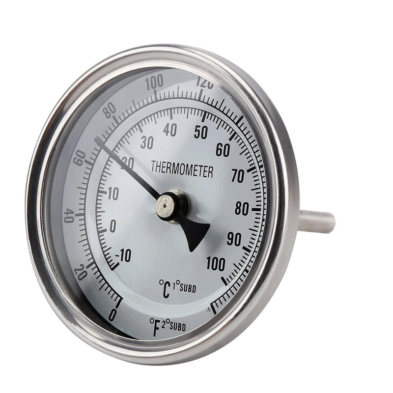[Australia - AusPower] - Ferroday Stainless Steel Thermometer Dial Thermometer 1/2 NPT Homebrew Kettle Thermometer With Lock Nut & O-ring ( 0-220ºF, -10-100ºC) 