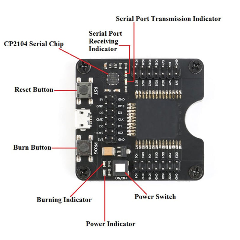 Hailege ESP-WROOM-32 Burner Tool Development Board Programmer Tool Test Socket Downloader for ESP-WROOM-32 ESP32