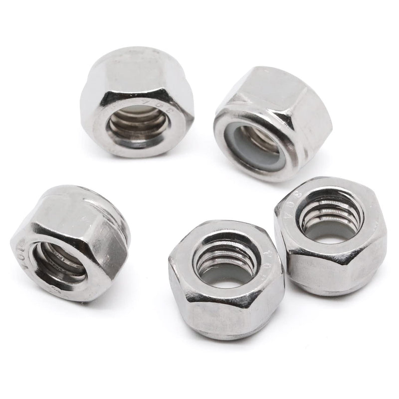 [Australia - AusPower] - 1/4-20 Nylon Insert Hex Lock Nuts Locknuts, 304 Stainless Steel 18-8, Bright Finish, 25 PCS 1/4"-20 
