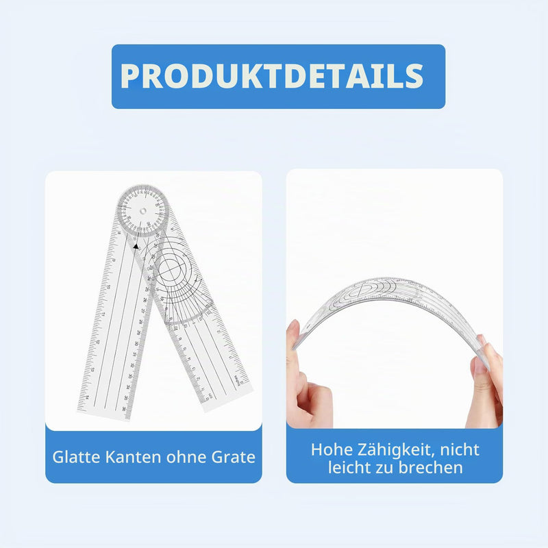 Protractor School Goniometer Physiotherapy, Protractor School, PVC Medical 360° Angle Transparent Joint Knife, Spinal Ruler Angle Ruler for Home Work, Sports Therapy, Doctors, Students, Pack of 2