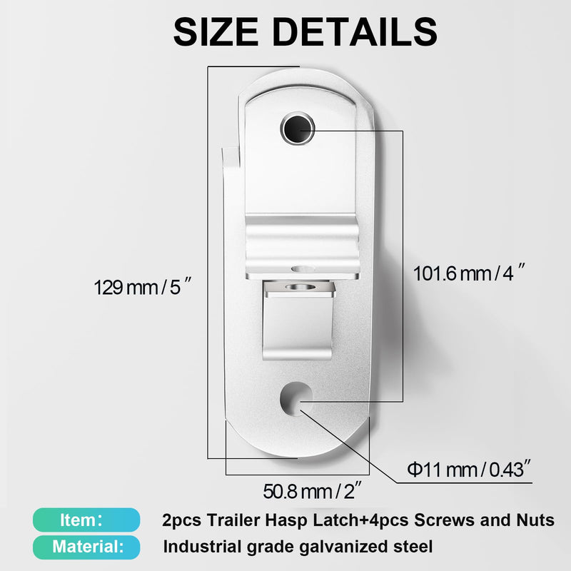 [Australia - AusPower] - Cargo Trailer Door Latch, Trailer Latches, Trailer Hasp, Enclosed Trailer Door Latch, Cam Lock Latch Keeper for Enclosed Cargo Trailer, Ramp Trailer (2 Pack) 
