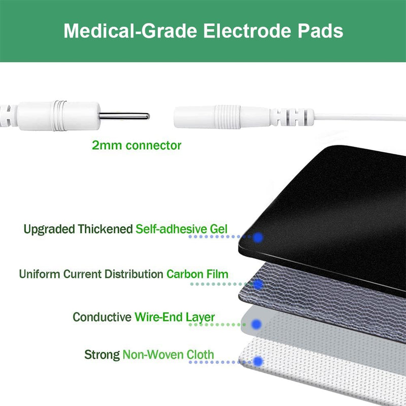 [Australia - AusPower] - Tens Unit Electrode Pads 32Pcs 2x2" Upgraded Reusable Tens Unit Pads Replacement Compatible with TENS 7000, AUVON, NURSAL, Etekcity, Nicwell Care, TENKER, HealthmateForever TENS 2x2",32Pcs 