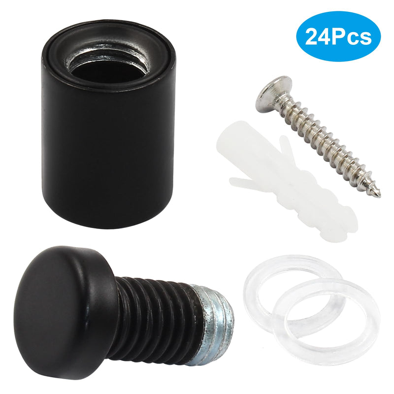 [Australia - AusPower] - 1/2" x 3/4" Sign Standoff Screws 24 Pcs Wall Standoff Mounts, Acrylic Standoff Screws Glass Standoff Acrylic Wall Mount Hardware Kit for Glass Acrylic Signs Boards, Black 1/2" x 3/4",24 Pcs 
