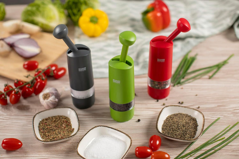 Kuhn Rikon Ratchet Spice Grinder, Ceramic Mill for Salt and Pepper, Grey