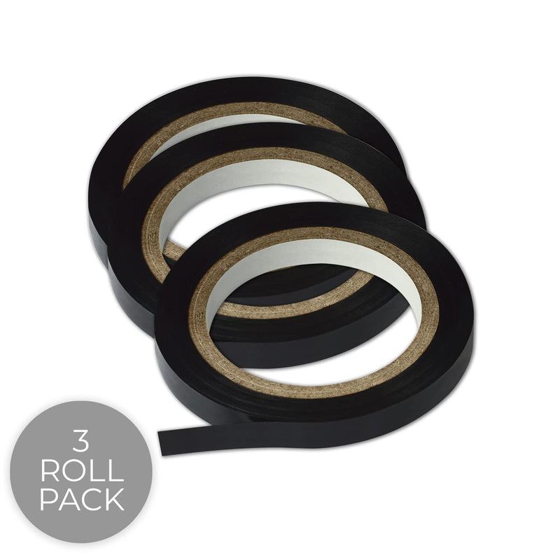 SBLABELS Cosco Creative Start 3 Pack Black Art Tape / 3 Black Tape Rolls/Black Gloss 1/4" x 27' Self-Adhesive Tape Rolls