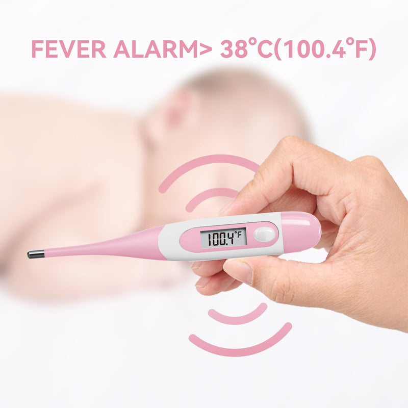 [Australia - AusPower] - Clinical Digital Thermometer for Adults and Babies, Oral Armpit and Rectal Temperature Thermometer for Fever with Alarm, Flexible Tip DT008 