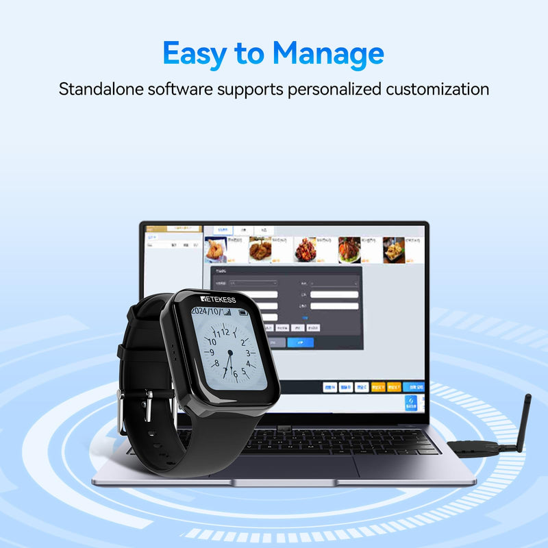 [Australia - AusPower] - Retekess TD113 Call Bell System, Caregiver Pager, IP67 Waterproof, Various Reminder Modes, Touch Screen, 2 Emergency Buttons for Home, Elderly, Patient, Disabled 