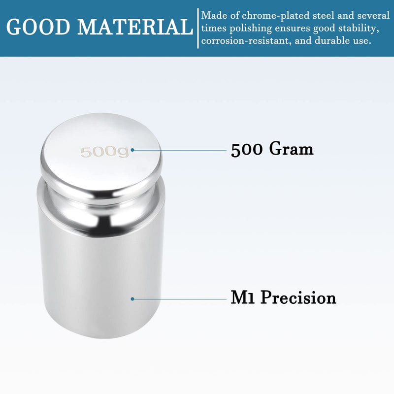[Australia - AusPower] - QUARKZMAN 500 g Calibration Weight x 1 Piece Chrome-plated Steel Gram Weight for Digital Jewellery Scales and Balance Test, [M1 Precision] 