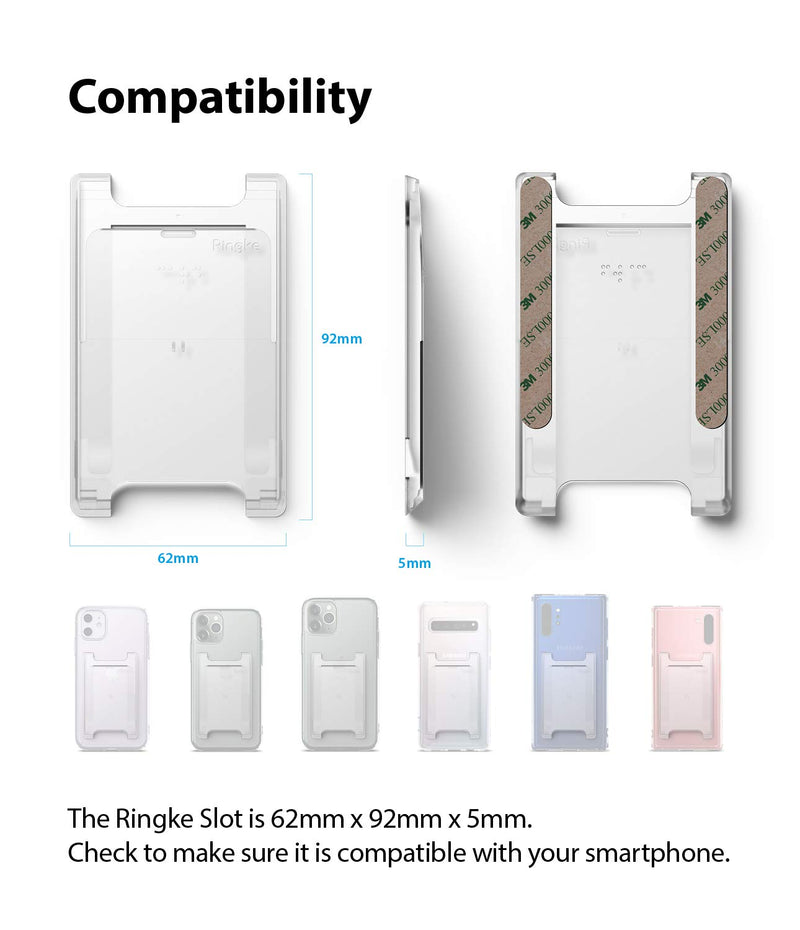 [Australia - AusPower] - Ringke Slot Card Holder for Phone Case, Business Card Holder for Back of Phone, ID Credit Card Holder Stick on for Women Men, Phone Wallet Compatible with iPhone, Galaxy, and Pixel - Clear Mist Adhesive 