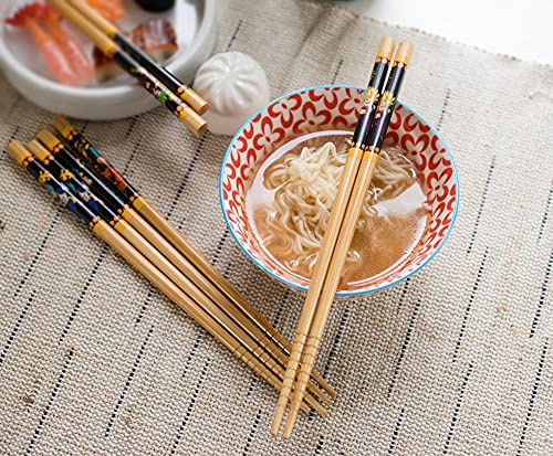 Dragon Ball Super Wooden Bamboo Chopsticks, Set Of 4 | Utensil Set For Ramen Noodles, Japanese Dinnerware For Home Kitchen | Official Anime Manga Collectible With Goku, Vegeta