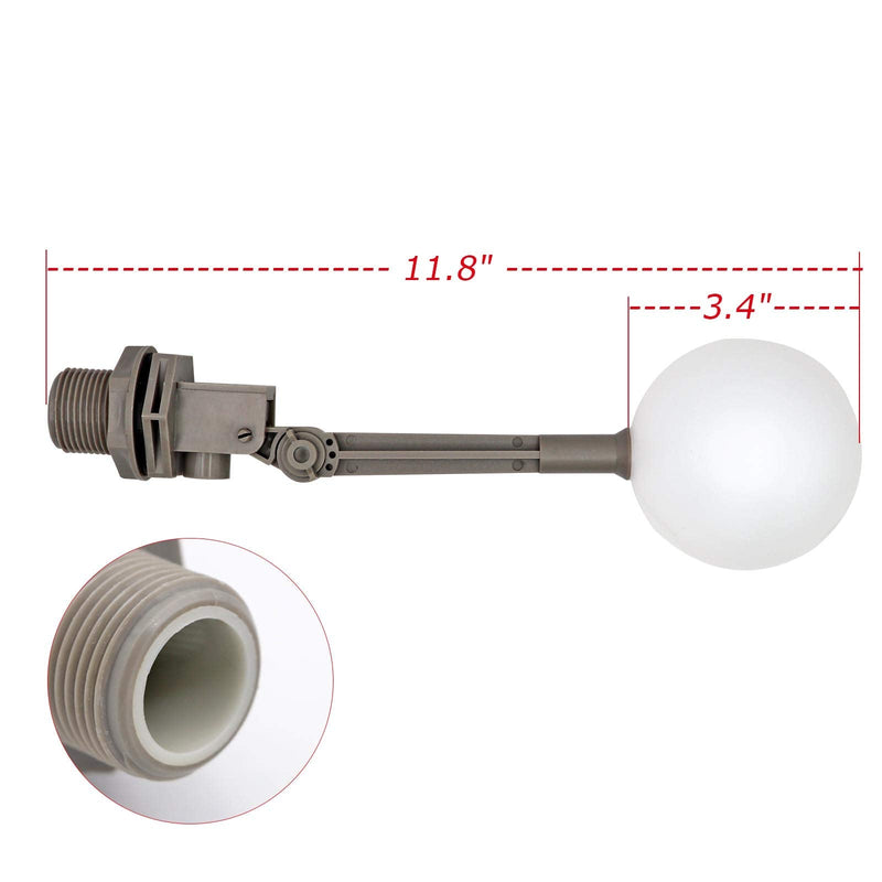 2 Pieces 1 Inch Water Float Valve with Adjustable Arm Automatic Fill Float Ball Valve for Livestock Water Tank Fountains