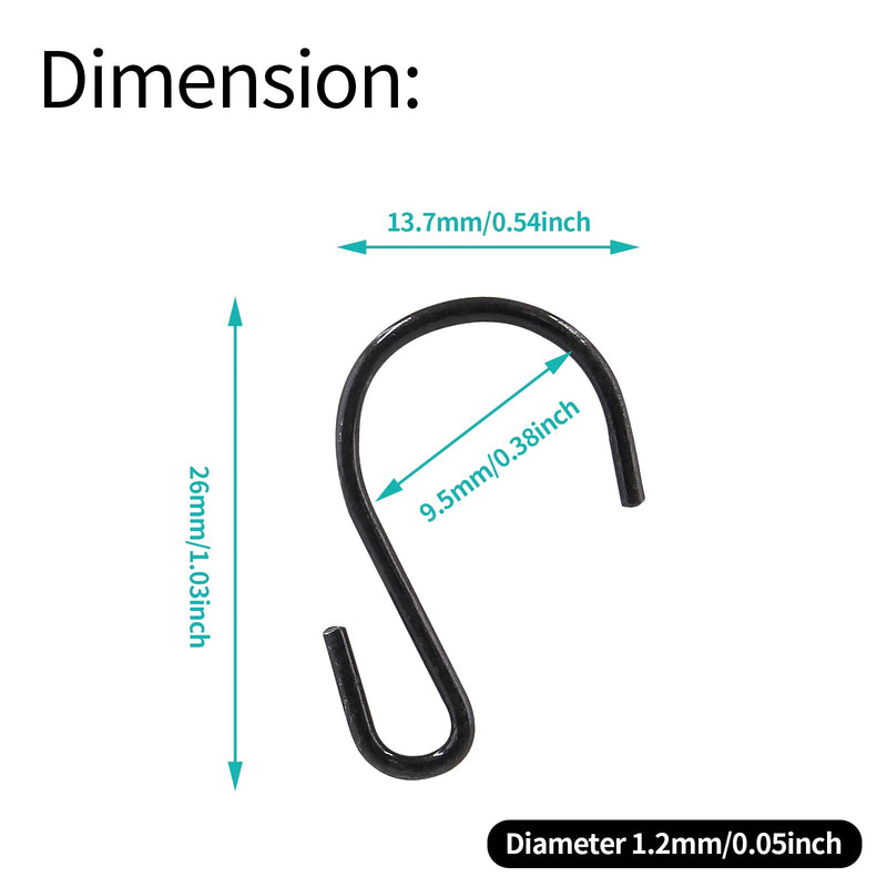 [Australia - AusPower] - 40Pcs 1 Inch S Hooks Small S Shaped Hooks Mini S Hooks Connectors Christmas Ornament Hooks for Hanging Jewelry, DIY, Crafts, Key (Black) 1 Inch, 40 Pcs 