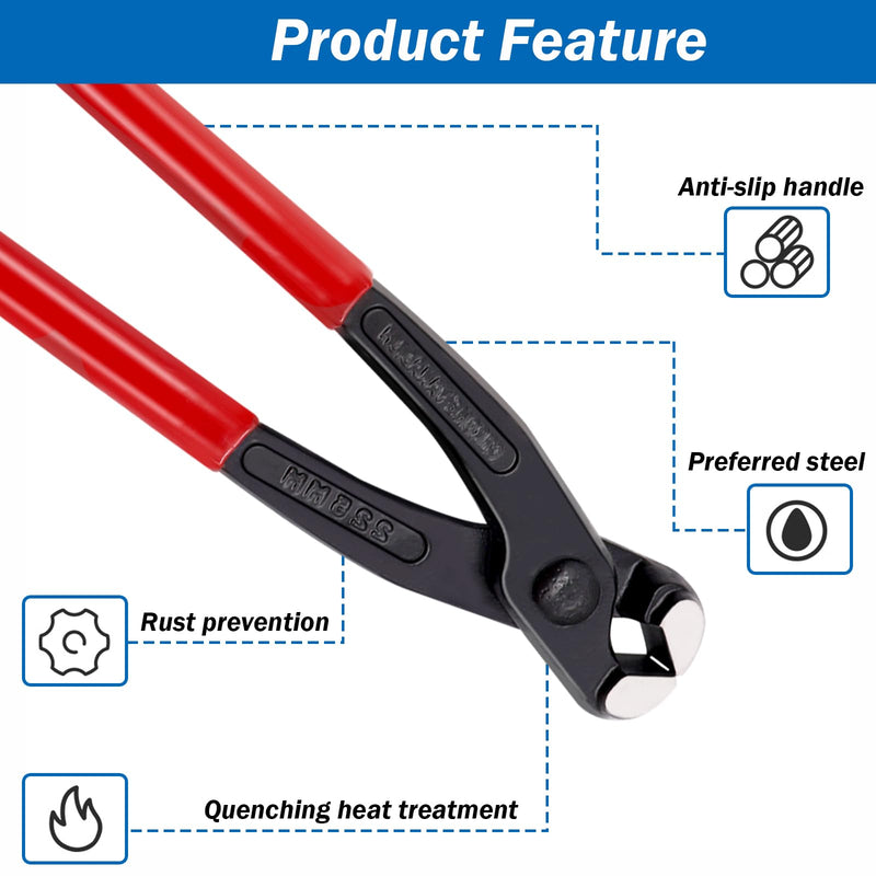 [Australia - AusPower] - Ear Clamp Pliers 9 Inch Hose Clamp Crimping Tool Carbon Steel Pinch Clamp Pliers Install Remove Clamp Nail Puller Tool for repairing pipes, fuel lines 