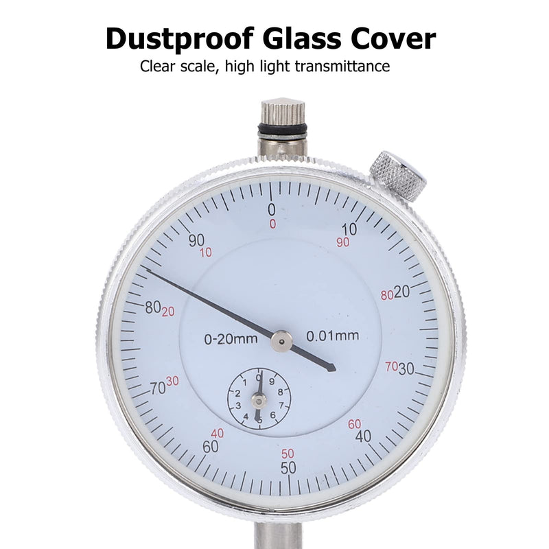 [Australia - AusPower] - Dial gauge, embedded brass sleeve, high-precision mechanical dial gauge made of wear-resistant stainless steel for precise measurements (0-20 mm) 