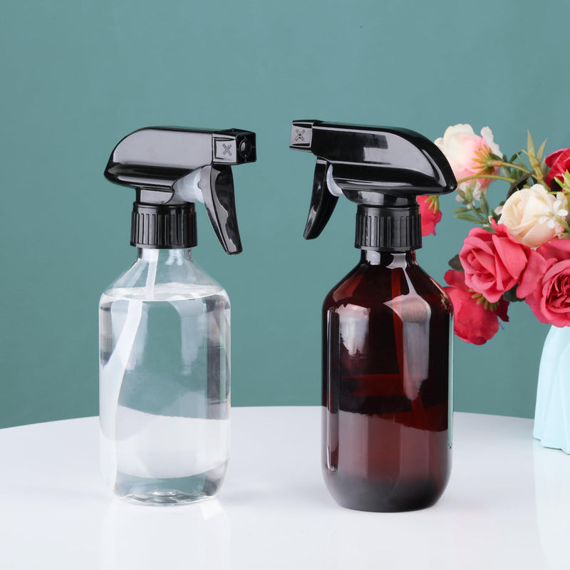 [Australia - AusPower] - Plastic Spray Bottles Clear and Brown Refillable Container Empty Spray Bottle 10oz/300ml Adjustable Head Sprayer and Stream for Cleaning Products, Plants, Pet, Hair, Cooking clear+brown 