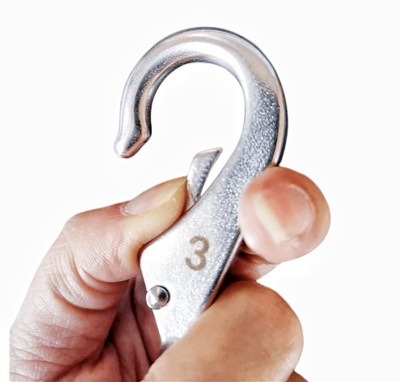 [Australia - AusPower] - 2/4Pcs Heavy Duty Stainless Steel 316 Spring Snap Hook Fixed Eye Clip Carabiner Marine Clip Dock Hardware Accessories 3# 4Pack 