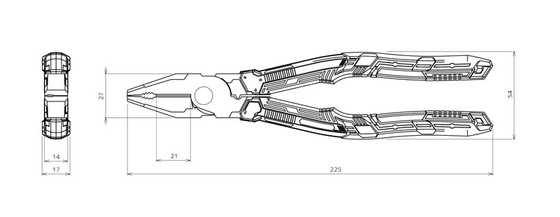 Engineer PZ-78 Side Cutting Linemans Pliers with Unique Screw Extractor Gripping Jaws, High Leverage Design, Vertical Serrations to remove a screw head securly, Crimper for Bare Terminals For Φ0.1 - 0.5 inch (3 - 12 mm) [With Simple Crimp]