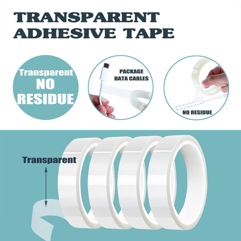[Australia - AusPower] - 4 Rolls 20mm x33m(108ft) Clear Heat Tape,Transparent High Temperature Heat Resistant Tape,Heat Transfer Tape for Heat Press and Sublimation,Heat Transfer Vinyl,No Residue 