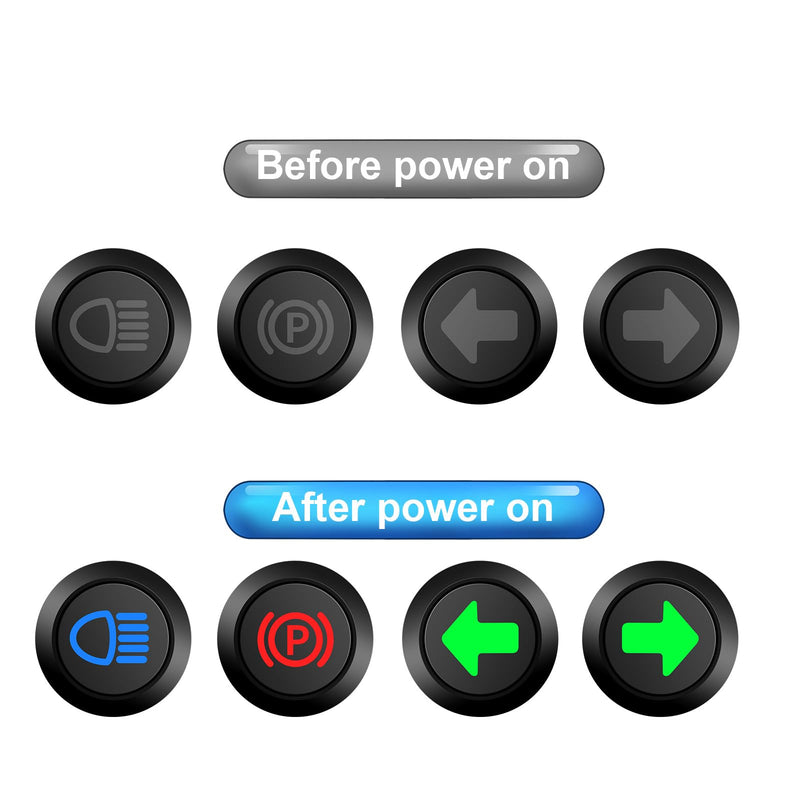 12V LED Indicator Small Light Indicator Waterproof, 1/2"(12mm) Panel Cutout 12V 24V Metal LED Indicator with 22AWG 150MM Wire - High Beam Indicator, Single Arrow Left/Right, Parking Indicator, 4PCS