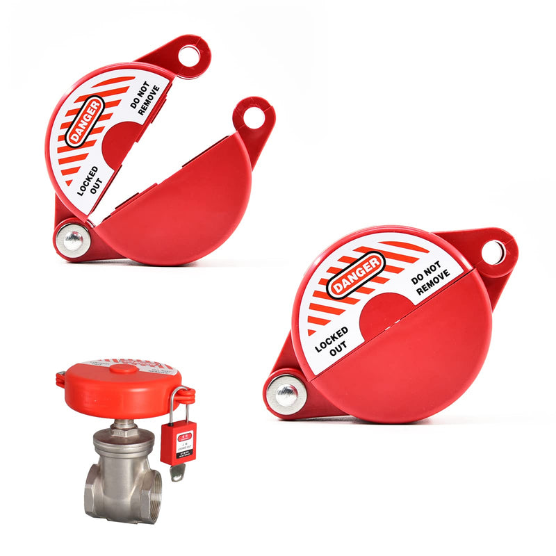 [Australia - AusPower] - Gate Valve Lockout Device | 1 to 2-1/2 Inch Dia | 2 Pack | Hose Bib, Gas, Propane Tank, Water Spigot and Faucet Locks Outdoor | Red for Professional and Industrial Use 
